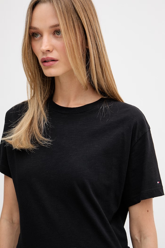 Tommy Hilfiger T-shirt γυναικείο βαμβακερό μαύρο WW0WW49256