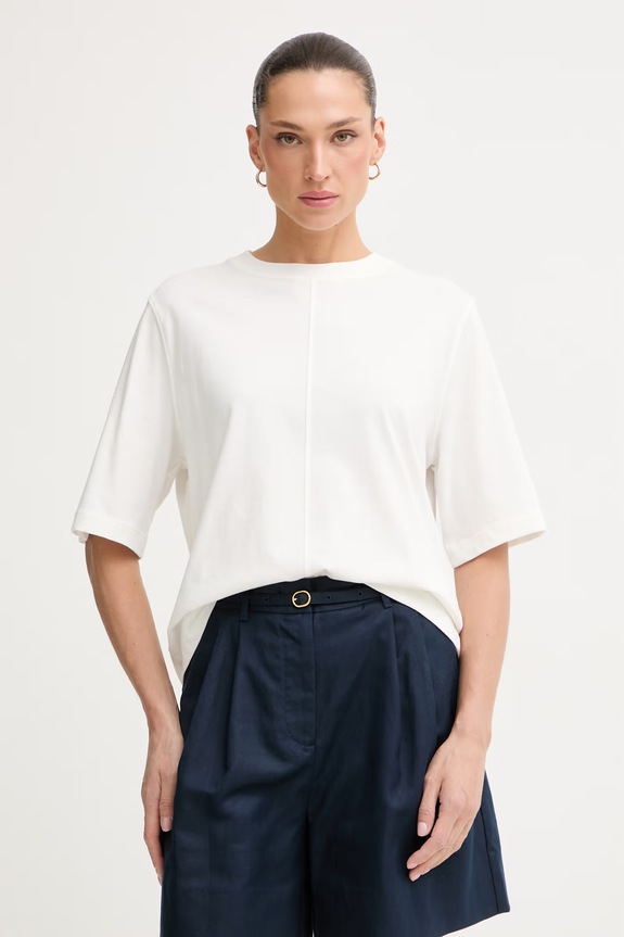 Tommy Hilfiger T-shirt damski bawełniany beżowy WW0WW50826