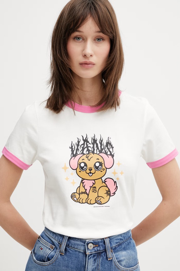 Vans T-shirt damski bawełniany beżowy VN000W24C9F1