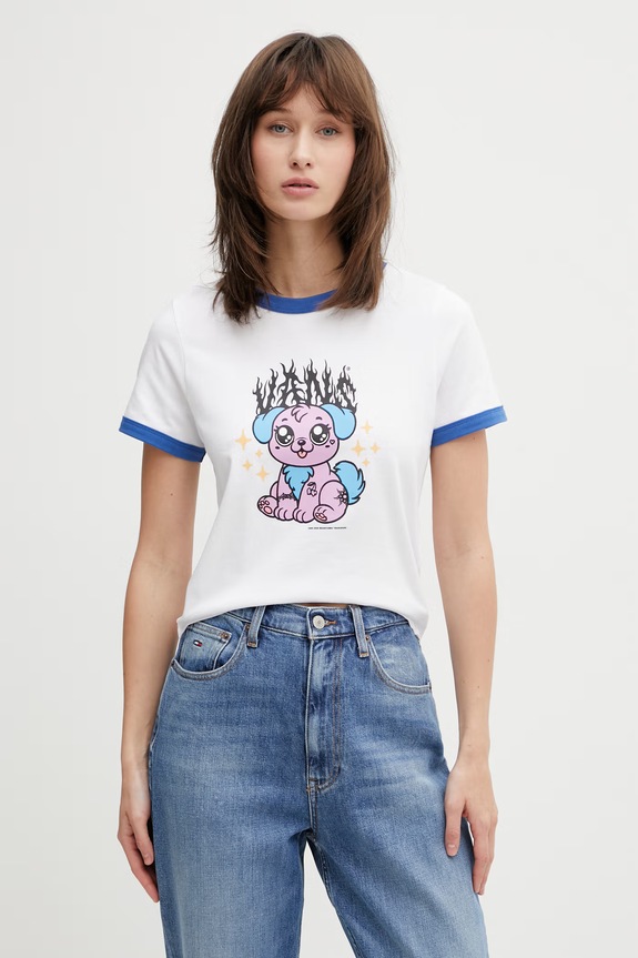 Vans T-shirt damski bawełniany biały VN000W24WHT1