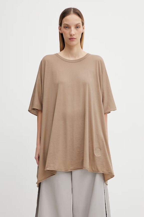 Rick Owens DRKSHDW t-shirt bawełniany Minerva gładkie beżowy DS01F4202.BH