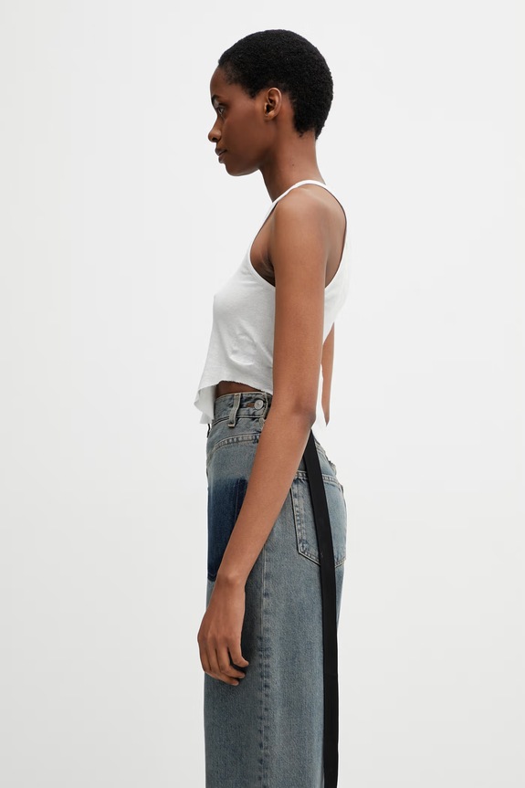 Rick Owens DRKSHDW crop top bawełniany damski DS01F4100.BH biały SS26
