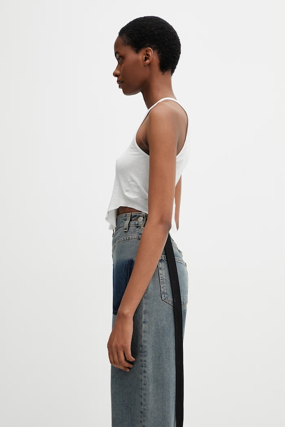 Rick Owens DRKSHDW crop top bawełniany damski DS01F4100.BH biały SS26