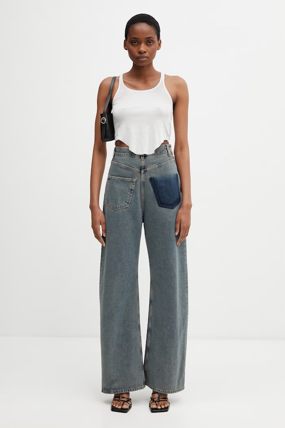 Rick Owens DRKSHDW crop top bawełniany damski DS01F4100.BH biały