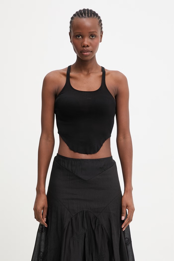 Rick Owens DRKSHDW crop top dámsky bavlnený čierna DS01F4100.BH