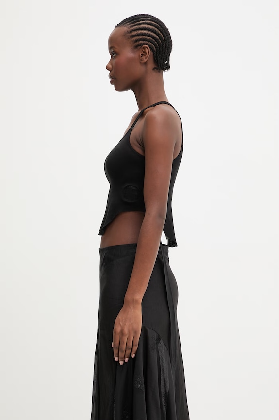 Rick Owens DRKSHDW crop top dámsky bavlnený DS01F4100.BH čierna SS26