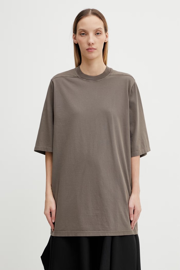 Rick Owens DRKSHDW t-shirt bawełniany Jumbo gładkie brązowy DS01F4204.RN