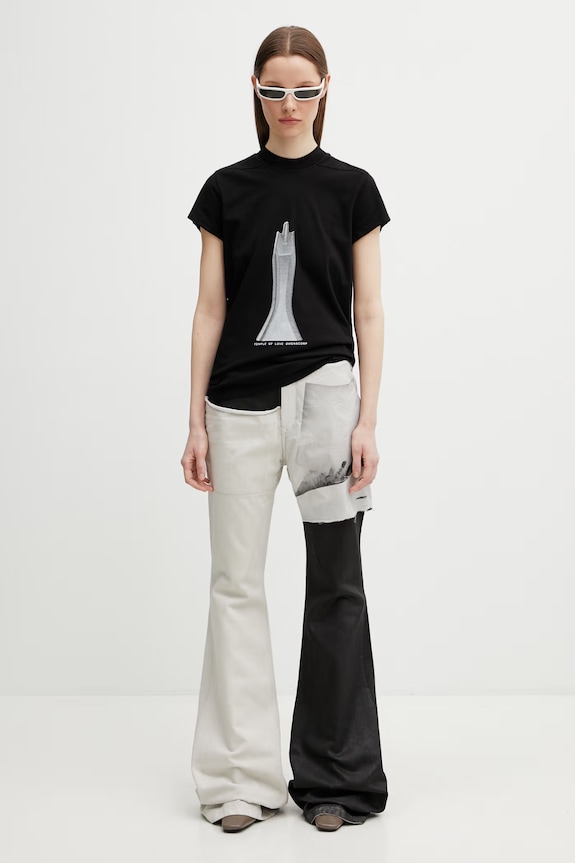 Rick Owens DRKSHDW Small Level t-shirt bawełniany damski DS01F4208.RNEP5 czarny