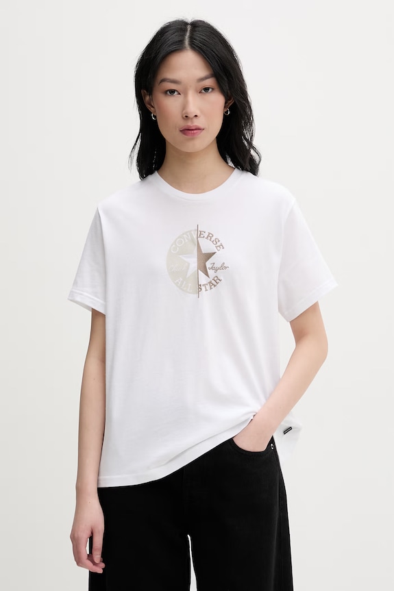 Converse T-shirt damski bawełniany biały CVW6T088