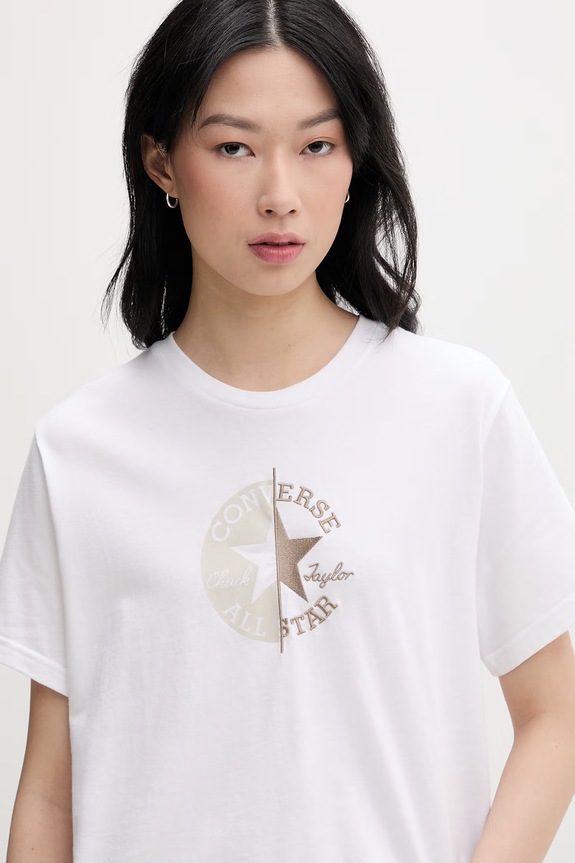 Converse T-shirt damski bawełniany biały CVW6T088