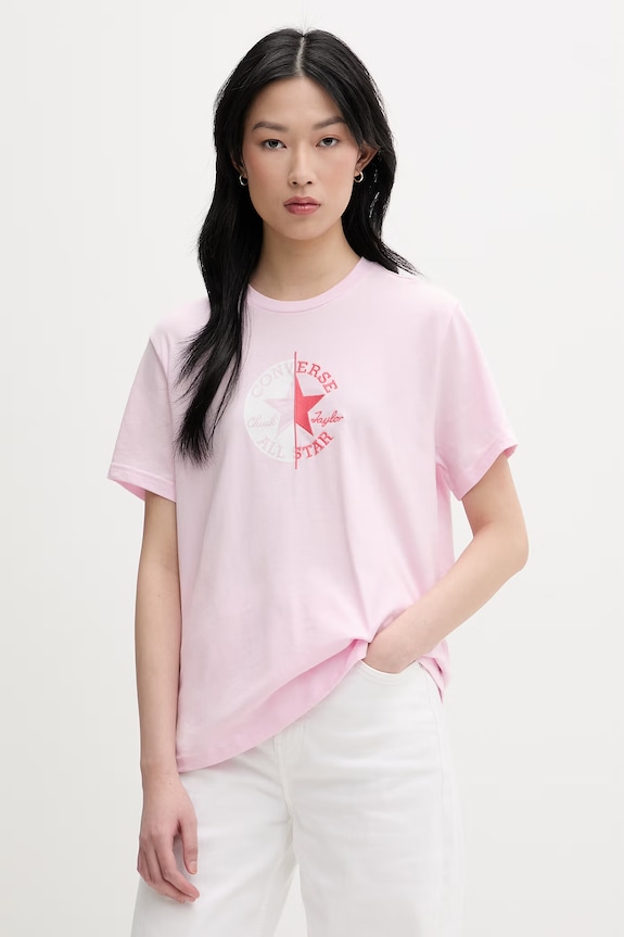 Converse T-shirt damski bawełniany różowy CVW6T088