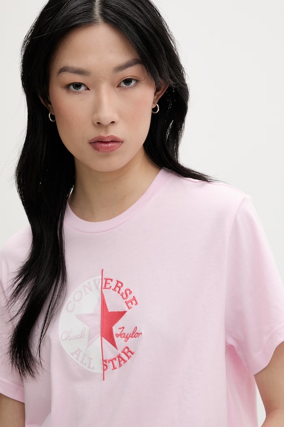 Converse T-shirt damski bawełniany różowy CVW6T088