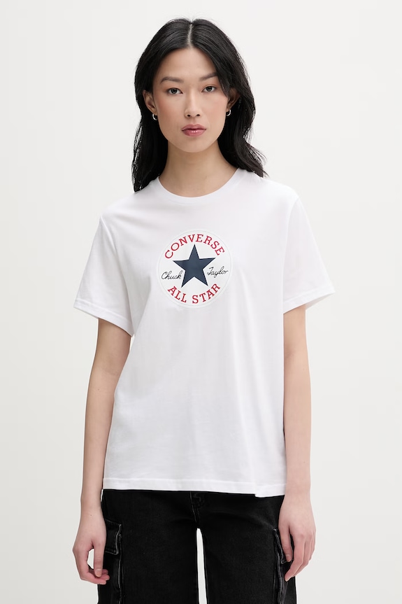 Converse T-shirt damski bawełniany biały CVW5T103