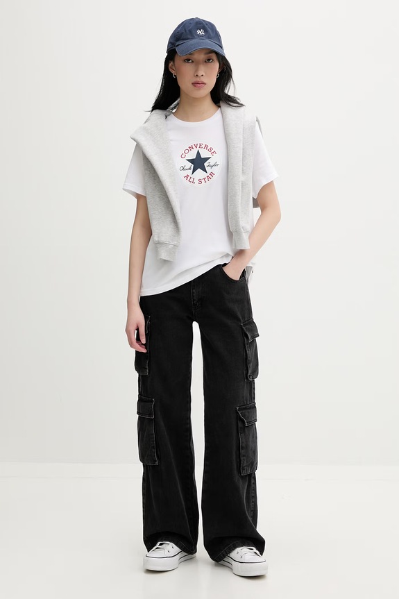 Converse T-shirt damski bawełniany CVW5T103 biały SS26