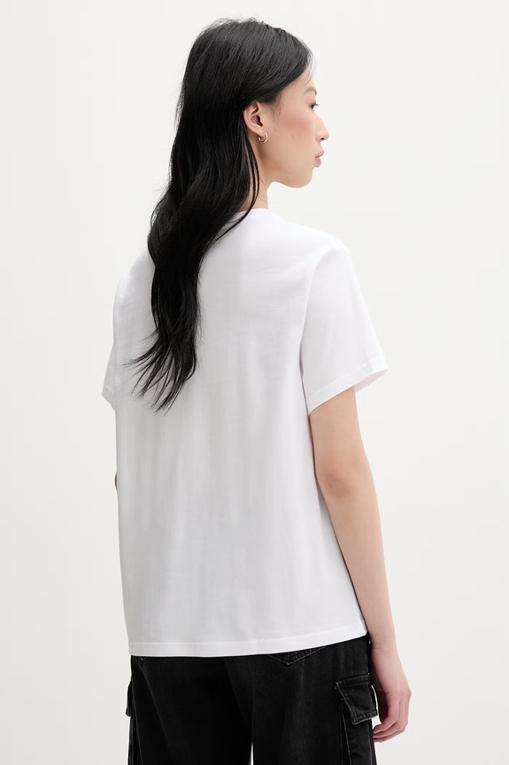 Odzież Converse T-shirt damski bawełniany CVW5T103 biały