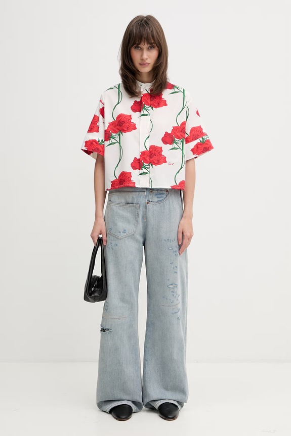 Kenzo Shirt SC koszula bawełniana damska FG52CH2819O2 biały