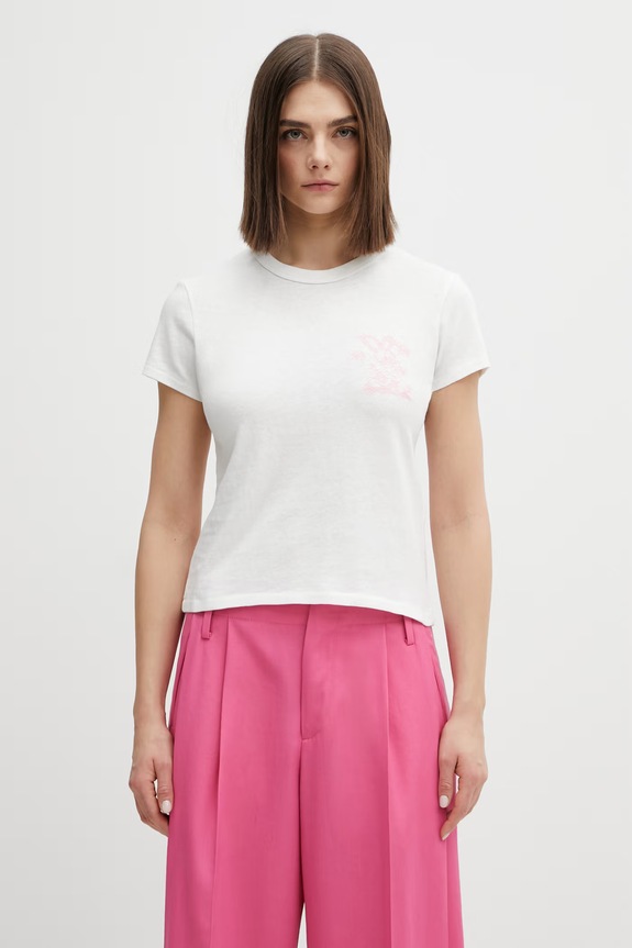 Kenzo t-shirt bawełniany GOTS KENZO CARTOON OUTLINED EM bawełna biały FG52TS2074SK