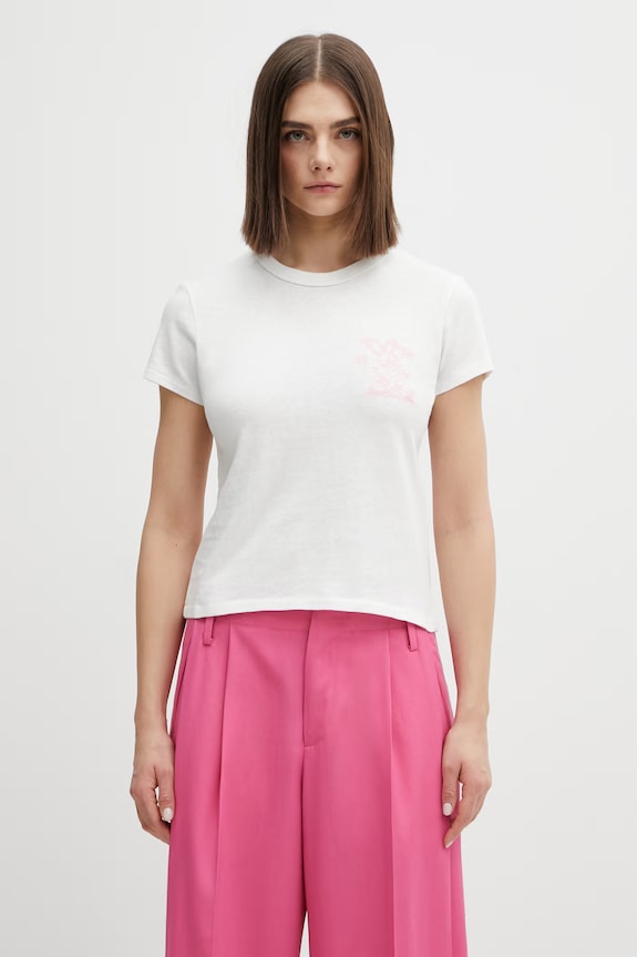 Kenzo t-shirt bawełniany GOTS KENZO CARTOON OUTLINED EM bawełna biały FG52TS2074SK