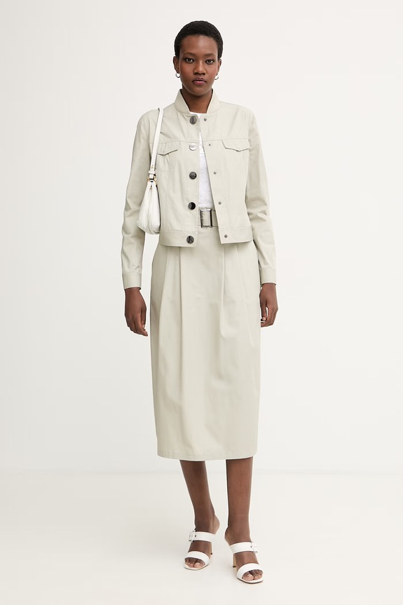 Armani Exchange tričko dámske s prímesou ľanu XW002288.AF12899 strieborná SS26