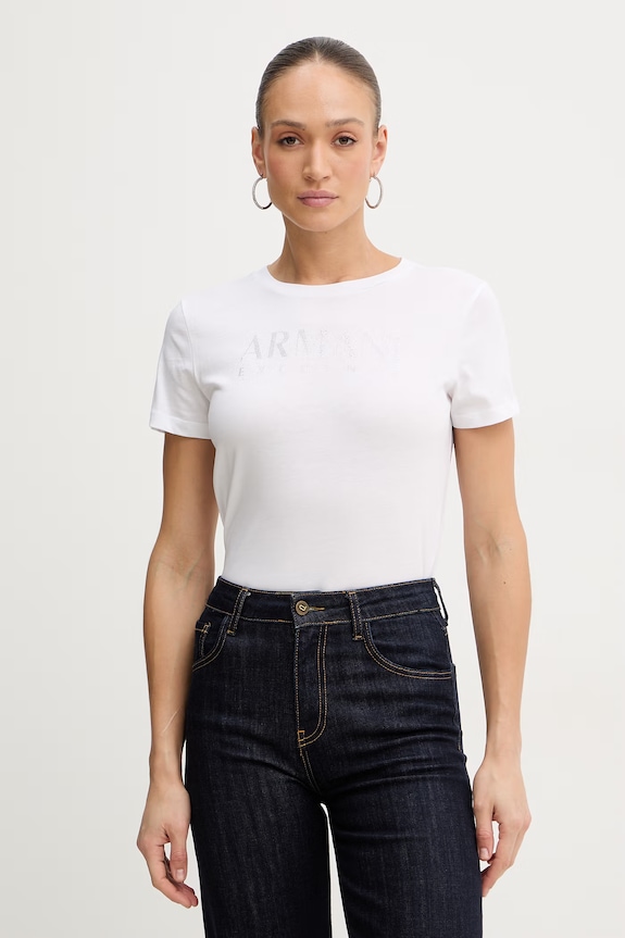 Bavlnené tričko Armani Exchange nášivka biela XW002294.AF17172