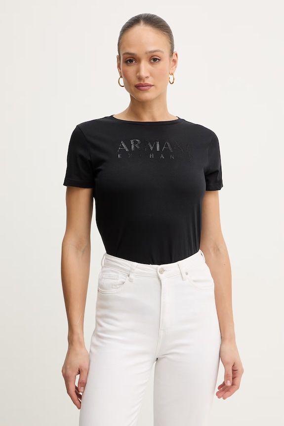 Bavlnené tričko Armani Exchange nášivka čierna XW002294.AF17172