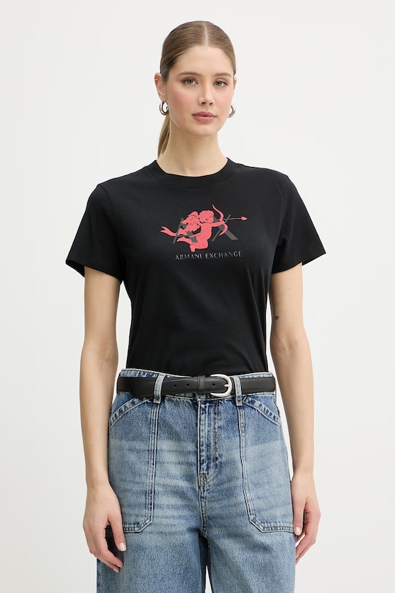 Armani Exchange t-shirt női pamut fekete XW002296.AF17172