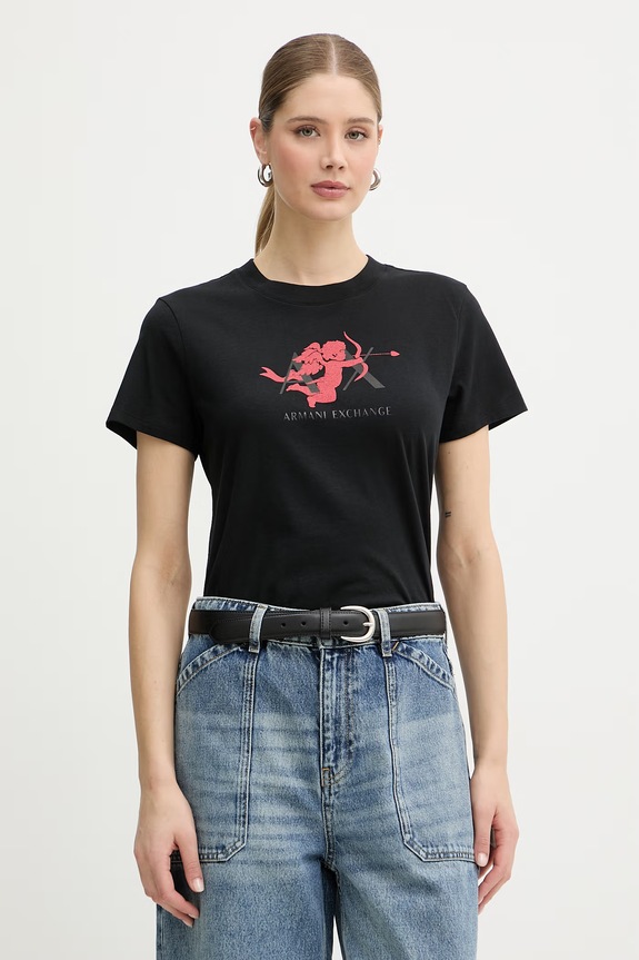 Armani Exchange t-shirt női pamut fekete XW002296.AF17172