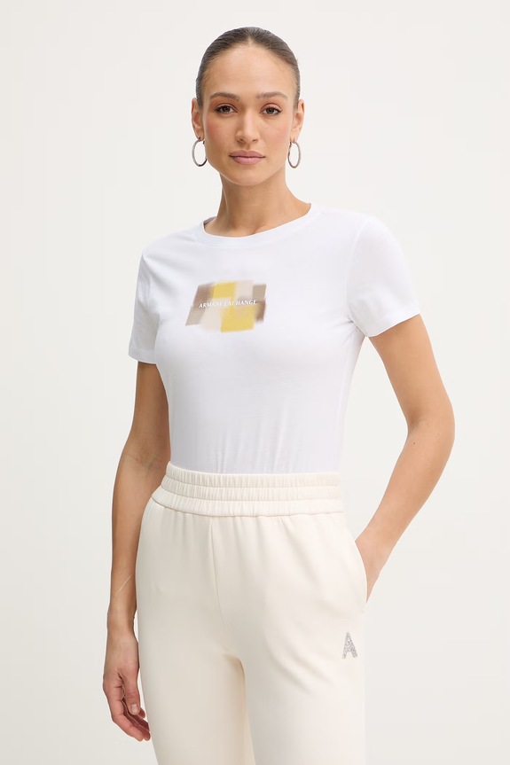 Bavlnené tričko Armani Exchange potlač biela XW002322.AF10356