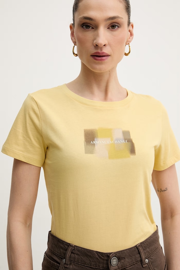 Îmbrăcăminte Armani Exchange tricou din bumbac XW002322.AF10356 galben