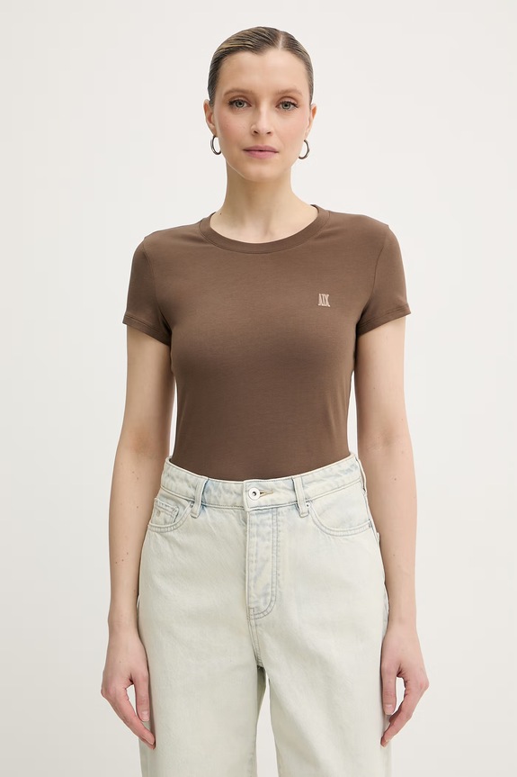 Tričko Armani Exchange jednofarebný hnedá XW002333.AF16294