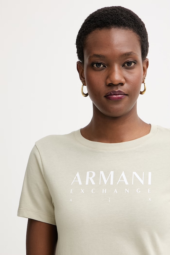 Armani Exchange tricou pentru femei, din bumbac verde XW002345.AF10356