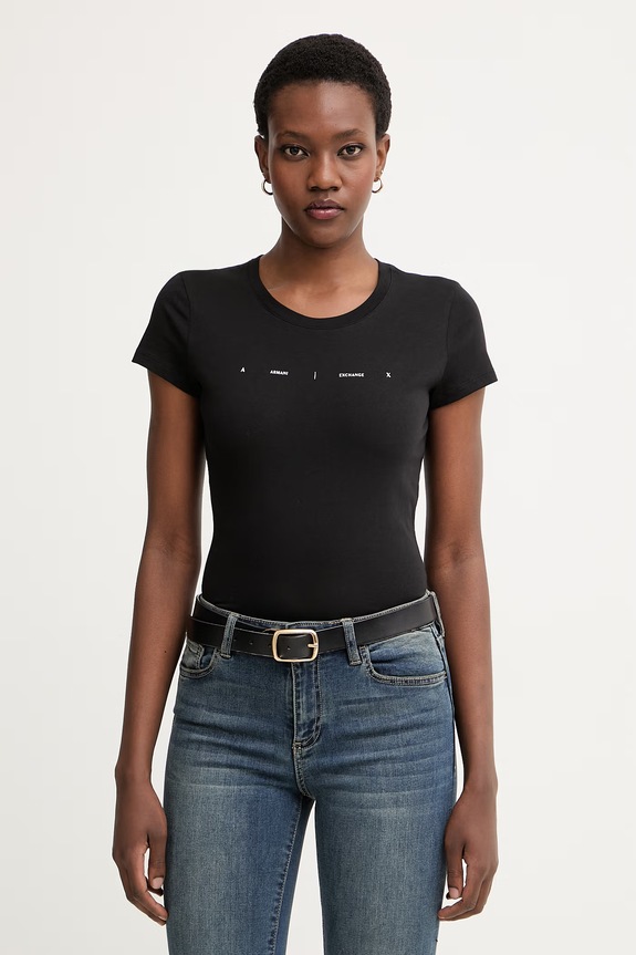 Armani Exchange basic tričko dámske bavlnené čierna XW002346.AF10356