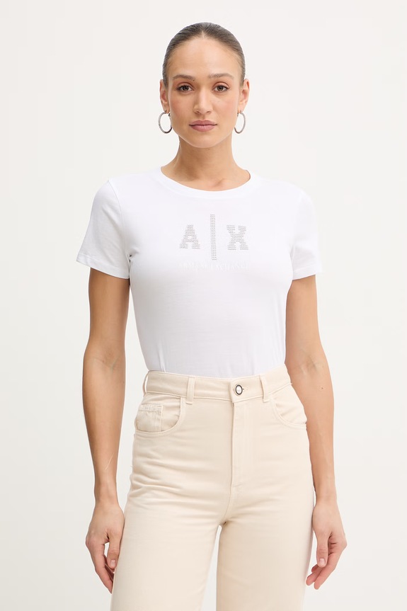 Bavlnené tričko Armani Exchange nášivka biela XW002348.AF10356