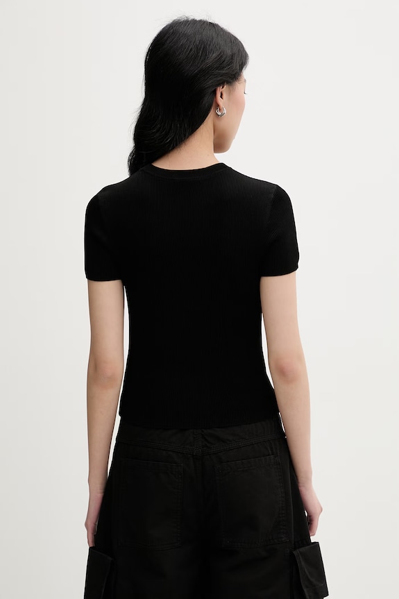 Îmbrăcăminte Miss Sixty tricou pentru femei, cu amestec de mătase 6M1RJ12600 negru
