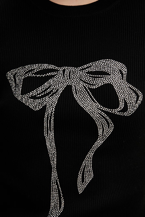 Miss Sixty tricou pentru femei, cu amestec de mătase 6M1RJ12600 negru