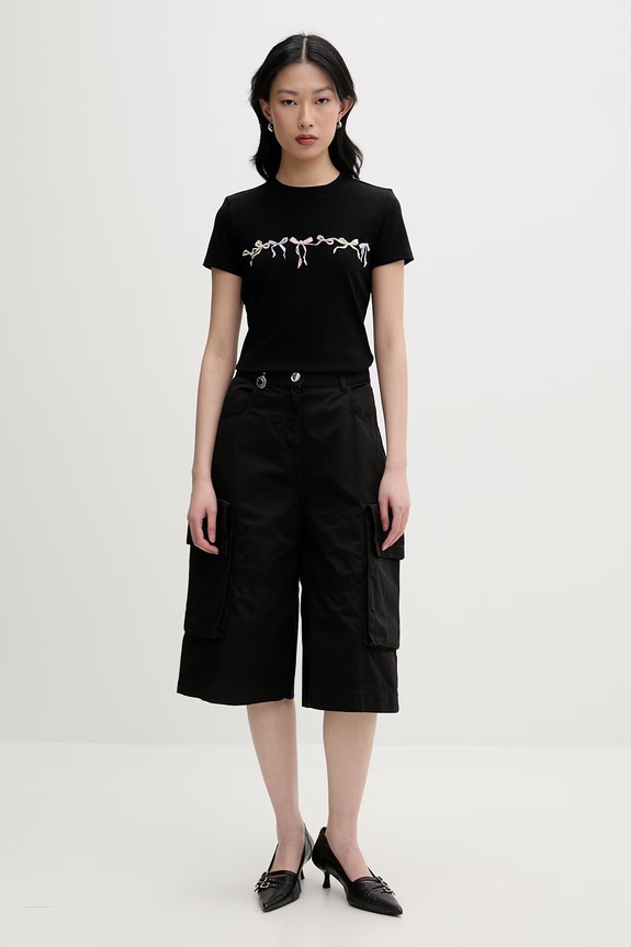 Miss Sixty tricou pentru femei, din bumbac cu elastan 6M1SJ04000 negru SS26