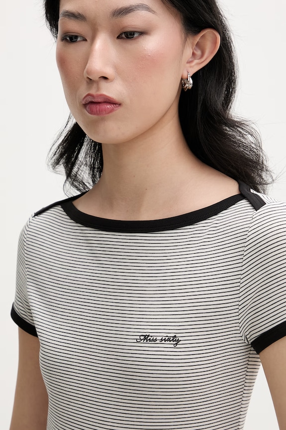Miss Sixty T-shirt damski z lyocellem czarny 6M1SJ70410
