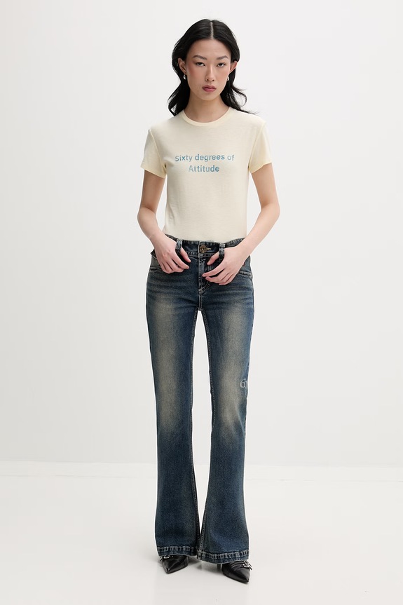 Miss Sixty T-shirt damski z bawełną 6M1SJ72110 żółty SS26