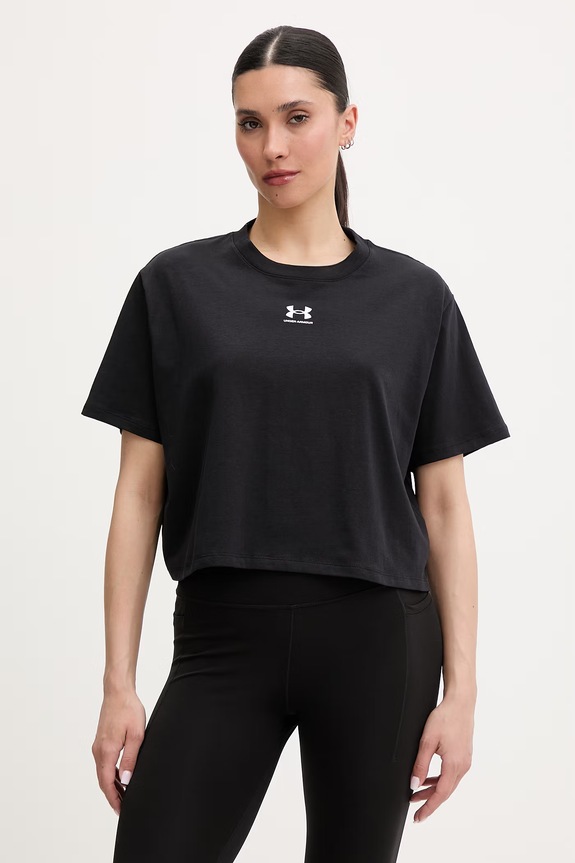 Under Armour t-shirt Γυναικείο Rival Boxy Tee μαύρο 6011064