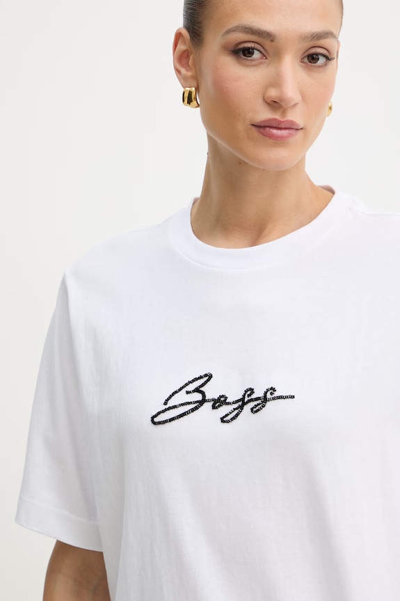 BOSS Orange top de antrenament pentru femei, cu amestec de bumbac C Eregular 2 alb 50559075