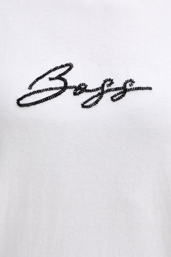 BOSS Orange top de antrenament pentru femei, cu amestec de bumbac C Eregular 2 50559075 alb