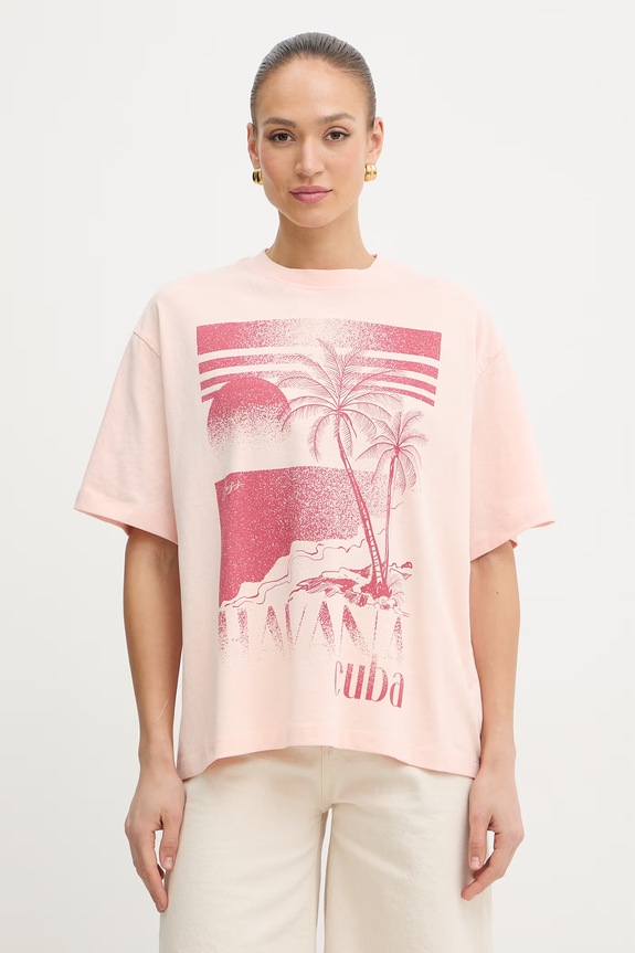 BOSS Orange t-shirt damski bawełniany C Eboys 2 różowy 50559078