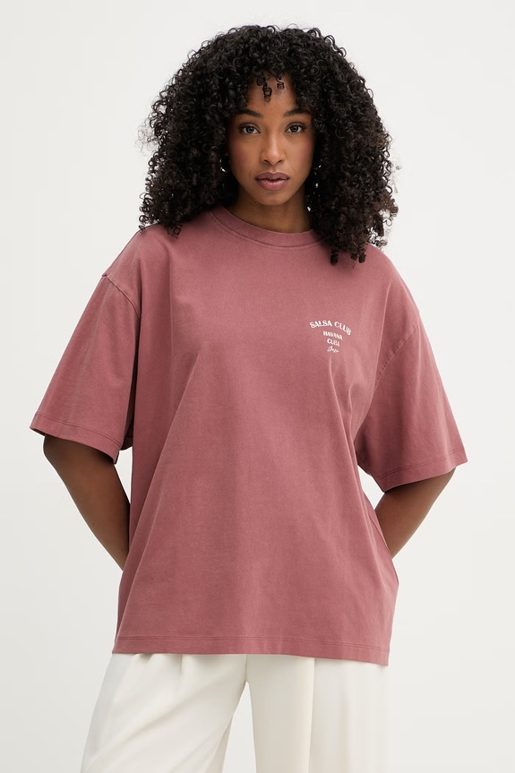 BOSS Orange t-shirt damski bawełniany C Eboys 2 bordowy 50559078