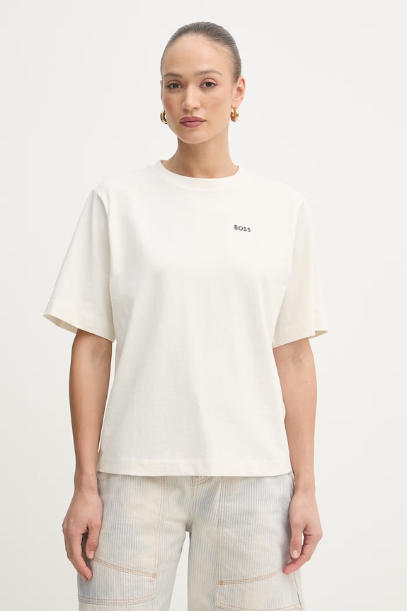 BOSS Orange t-shirt γυναικείο βαμβακερό C Eregular 6 μπεζ 50568699