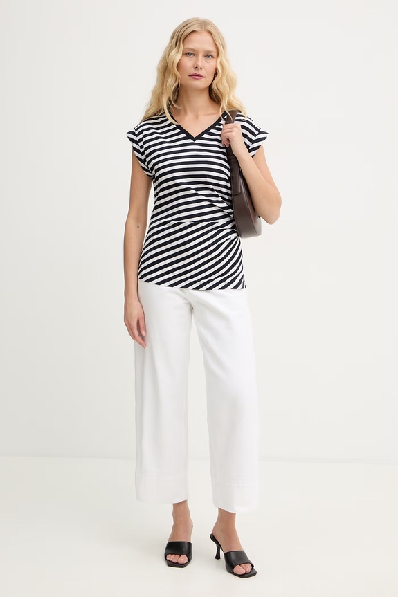 BOSS t-shirt damski bawełniany 50559168 granatowy SS26