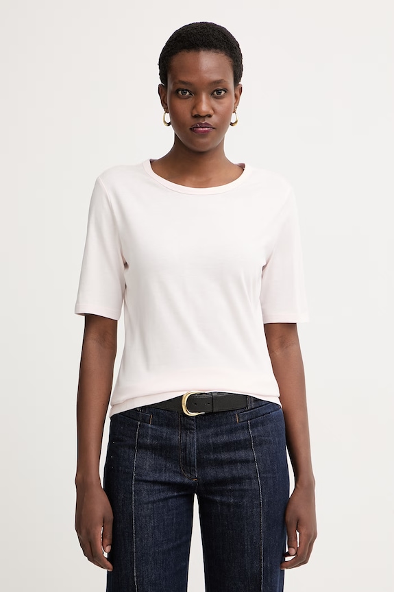 BOSS tricou basic pentru femei cu amestec de mătase Evyta roz 50561508