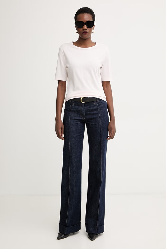 BOSS tricou basic pentru femei cu amestec de mătase Evyta 50561508 roz SS26