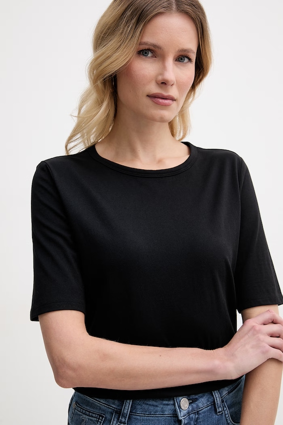 BOSS basic tričko dámske s prímesou hodvábu Evyta čierna 50561508