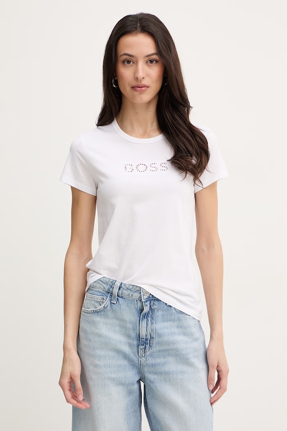 BOSS tricou basic femei din bumbac Eventsa11 imprimeu alb 50562055