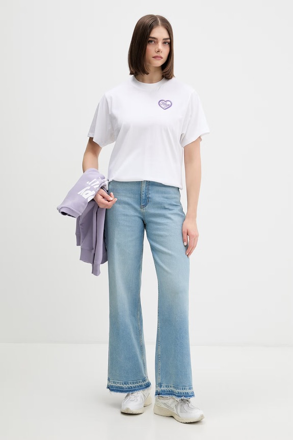 HUGO Blue t-shirt damski bawełniany Vintage Tee_B_8 50560770 biały SS26